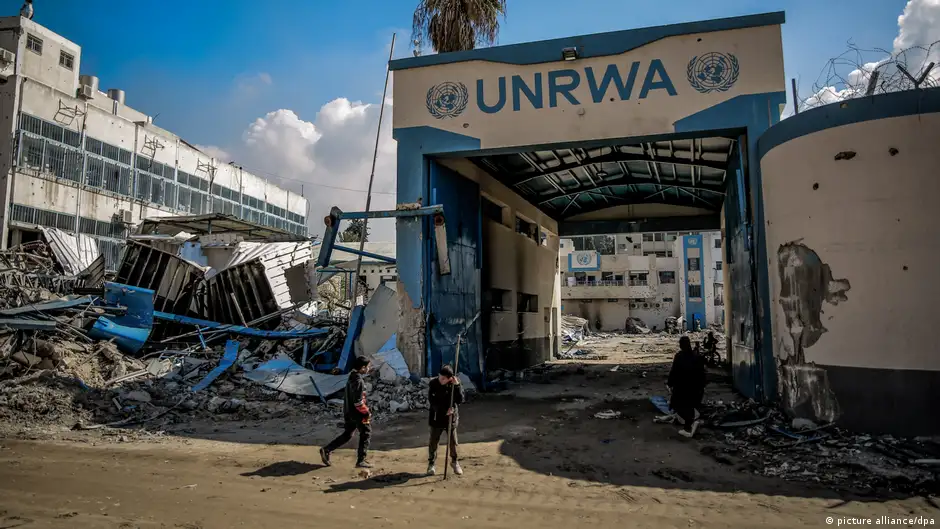 Beschädigtes UNRWA-Gebäude in Gaza-Stadt.  Bild: picture alliance/dpa