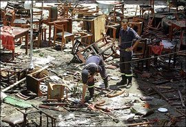Anschlag im Restaurant des spanischen Kulturhauses Casa de Espana in Casablanca am 17. Mai 2003; Foto: AP