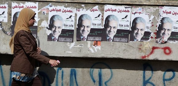 Wahlplakate von Hamdeen Sabahi; Foto: AP