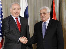President of the Palestinian National Authority Abbas and Isreali Prime Minister Netanyahu in Washington (photo: AP)