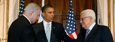 Netanyahu, Obama and Abbas in Washinton (photo: AP)