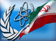 Montage of the Iranian flag and UN and nuclear symbols (image: ISNA)