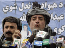 The former foreign minister Abdullah Abdullah during an election rally (photo: AP)