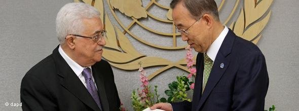 Palästinenserpräsident Abbas und UN-Generalsekretär Ban Ki-moon währen der 66. Sitzung der Generalversammlung der Vereinten Nationen; Foto: dapd