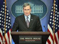 National Security Adviser Stephen Hadley addresses the media (photo: AP)