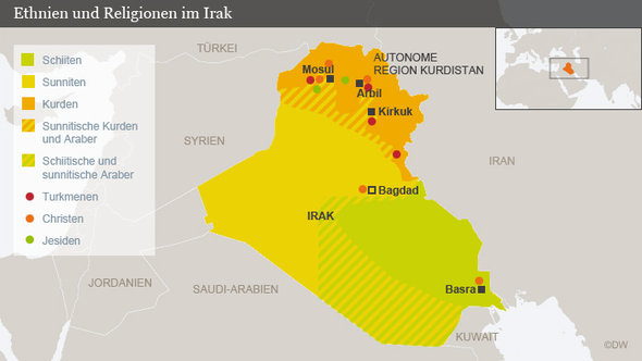 Infografik: Ethnien und Religionen im Irak (Foto: DW)