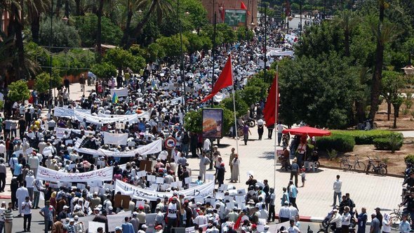 احتجاجات لحركة 20 فبراير في مراكش.  أ ب.