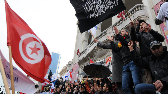 Demonstration von Unterstützern der Ennahda Partei am 9. Februar 2013; Foto: dpa