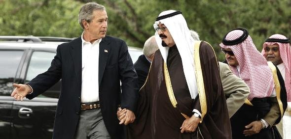 George W. Bush und Kronprinz Abdullah von Saudi-Arabien; Foto: AP