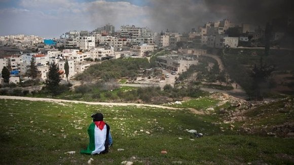 Proteste von Palästinensern am Tag des Bodens am 30. März 2012 bei Ostjerusalem; Foto: AP