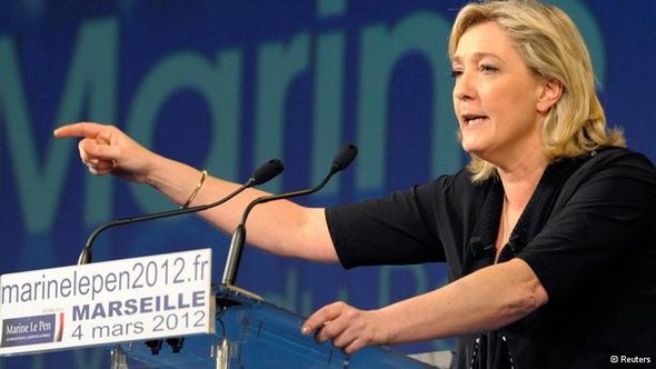 Marine Le Pen während einer Wahlkampf-Veranstaltung in Marseille; Foto: AP