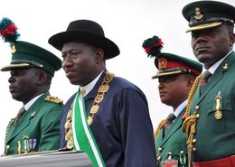 Nigerias Präsident Goodluck Jonathan während einer Zeremonie in Abuja; Foto: EPA