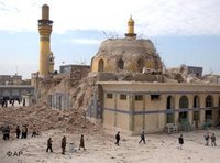 Zerstörte Moschee in Samaraa; Foto: AP