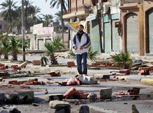Straßenblockaden in Tripolis; Foto: AP