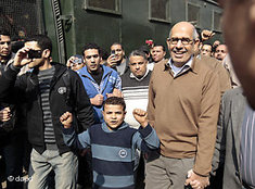 Mohammed El-Baradei auf einer Demonstration in Kairo; Foto: dpa