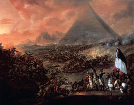 Schlacht bei den Pyramiden am 21. Juli 1798 - Gemälde Francois-Louis-Joseph Watteaus; Foto: wikipedia
