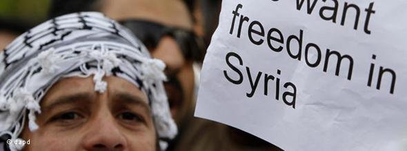 Demonstrant vor der syrische Botschaft in Zypern; Foto: dapd