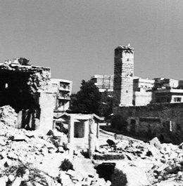 Die Stadt Hama nach den Angriffen von Regierungstruppen im februar 1982; Foto: wikipedia