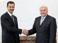 Bashar al-Assad und Außenminister Steinmeier; Foto: AP