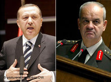 Recep Tayyip Erdogan und der türkische Generalstabschef Ilker Basbug; Foto: picture alliance/dpa/DW