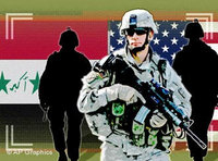 Symbolbild US-Soldat vor irakischer Flagge; Foto: AP