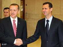 Der syrische Präsident Bashar Assad trifft den türkischen Premierminister Recep Tayyip Erdogan; Foto: AP
