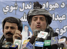 Der frühere Außenminister Abdullah Abdullah bei einer Wahlveranstaltung in Kandahar; Foto: AP