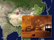 Karte der Unruhe-Provinz Xinjiang; AP/Fotomontage