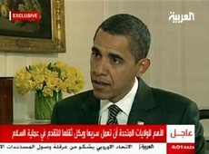 Barack Obama im arabischen TV-Sender Al-Arabiya; Foto: DW