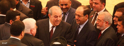 Allawi und Maliki bei der ersten Parlamentssitzung nach der Wahl; Foto: AP