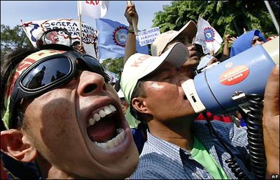 Protestkundgebung gegen die Regierung in Jakarta; Foto: AP
