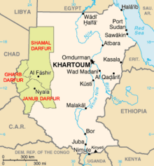 Karte von Sudan und den Nachbarstaaten; Quelle: Wikipedia