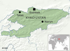 Karte Kirgisistan mit den Städten Bischkek, Talas und Naryn; Foto: DW