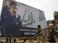 Irakische Sicherheitskräfte im Vorfeld der Parlamentswahl in Bagdad; Foto: AP