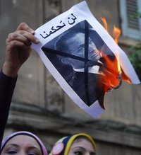 Proteste gegen Mubarak; Foto: AP