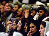 Female listeners in the Afghan, male-dominated, Loya jirga (photo: AP)