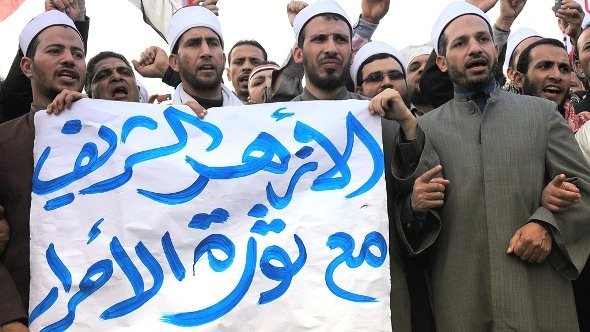 Azhariten demonstrieren am 09. Februar 2011 auf dem Tahrir-Platz für Demokratie und Freiheit; Foto: dpa