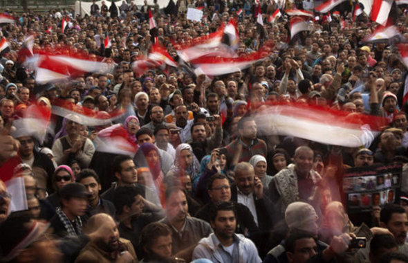 Demonstration gegen Hosni Mubarak auf dem Tahrir-Platz; Foto: AP