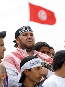 Salafisten in Tunis; Foto: DW