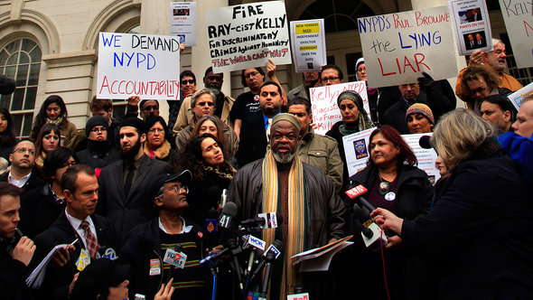 Imam Talib bei einer Demonstration in New York, Foto: dapd