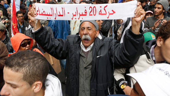 Demonstration von Aktivisten der Bewegung 20. Februar in Marokko; Foto: AP