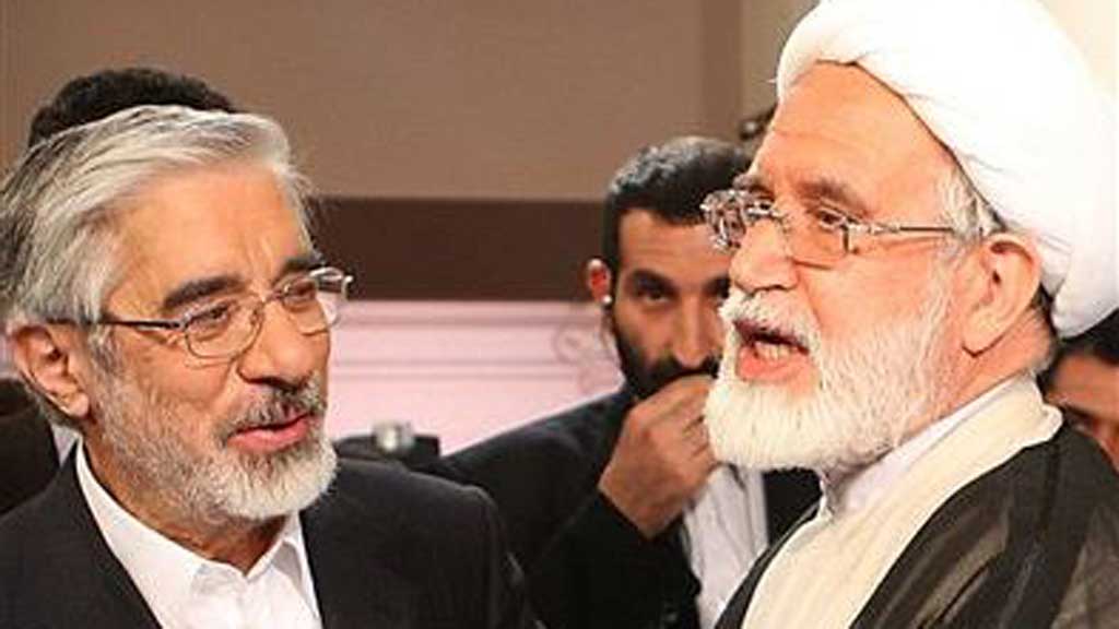 Die beiden Oppositionsführer Mir Hossein Mussawi (l.) und Mehdi Karrubi; Foto: Kalameh
