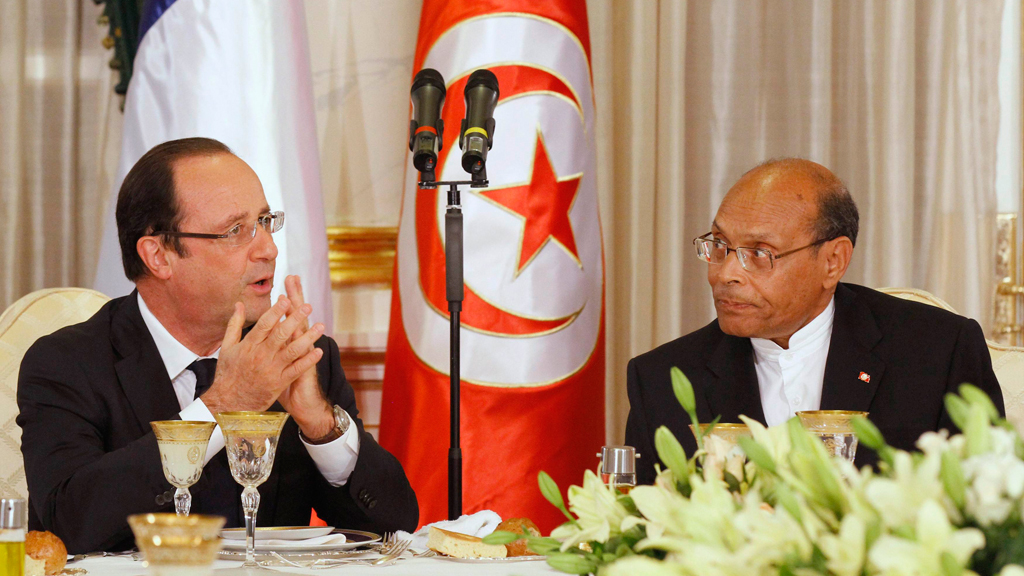 Frankreichs Präsident Francois Hollande und der tunesische Präsident Moncef Marzouki (r.) im Carthage Palace in Tunis, Foto: Reuters 