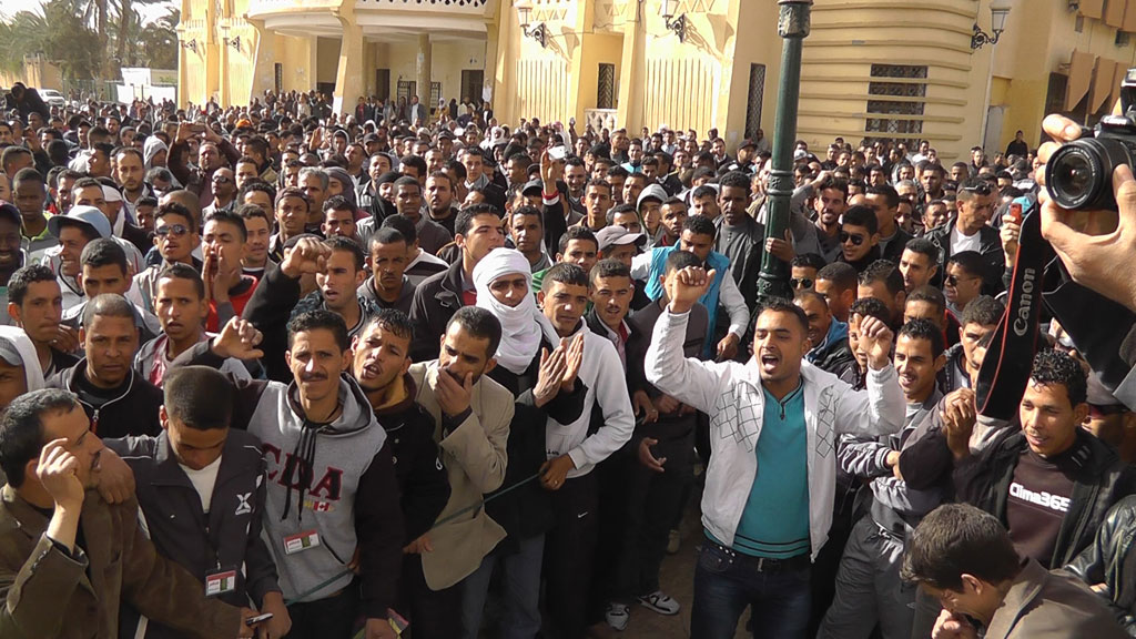 Kundgebung von arbeitslosen Jugendlichen im algerischen Ouargla; Foto: Saiza Souci