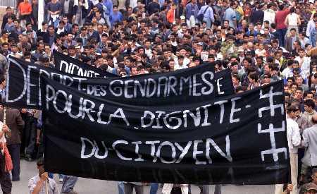 Berbers protesting in Tizi Ouzou in June 2001 (photo: AFP)