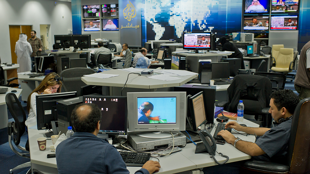 Newsroom des Nachrichtensenders Al-Jazeera in Doha; Foto: dpa/picture-alliance