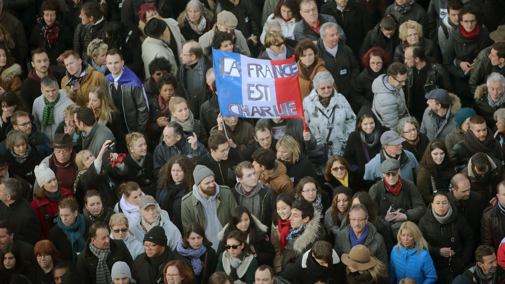 Trauermarsch für die Opfer der Anschläge auf "Charlie Hebdo" am 11.01.2015; Foto: dpa/picture-alliance