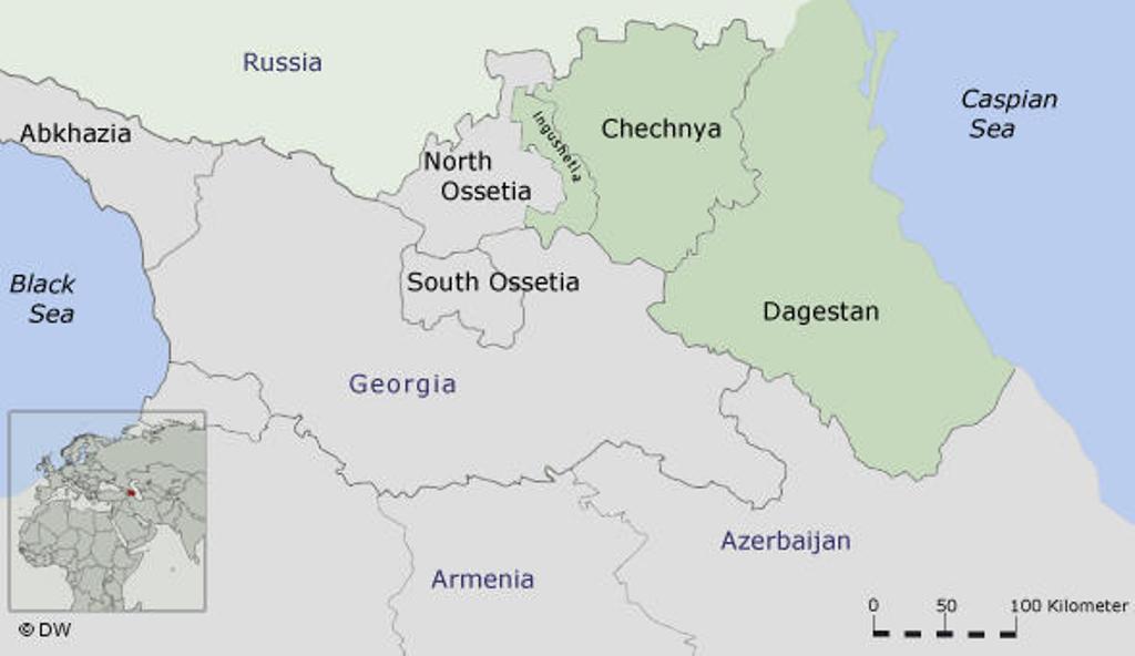 Map of the North Caucasus (source: DW) 