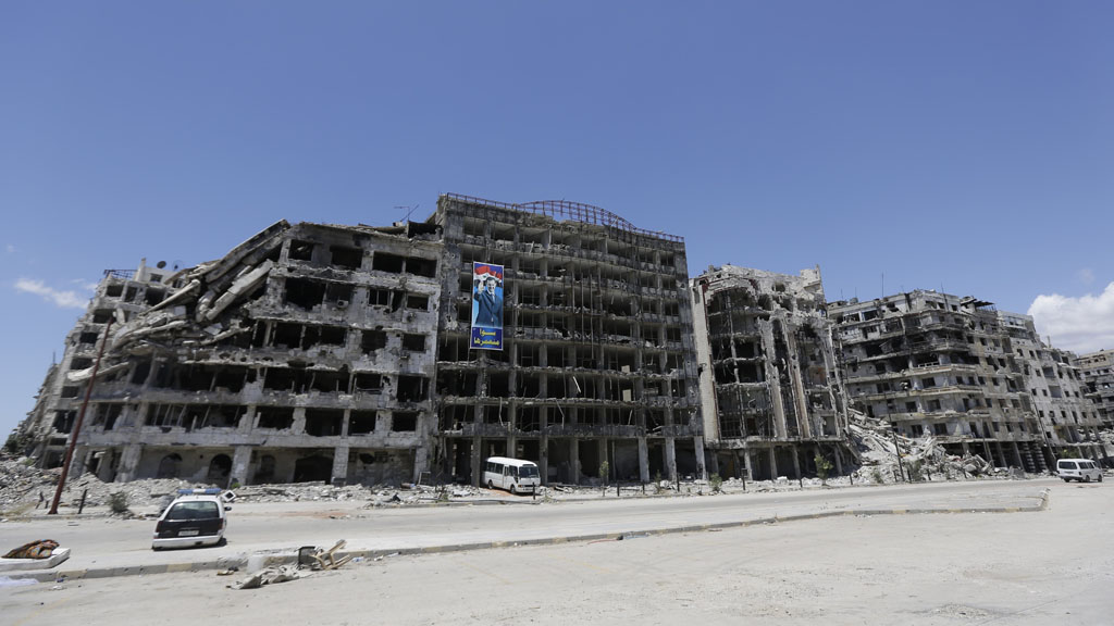 Zerstörte Häuserfassade im zentralsyrischen Homs; Foto: AFP/Getty Images