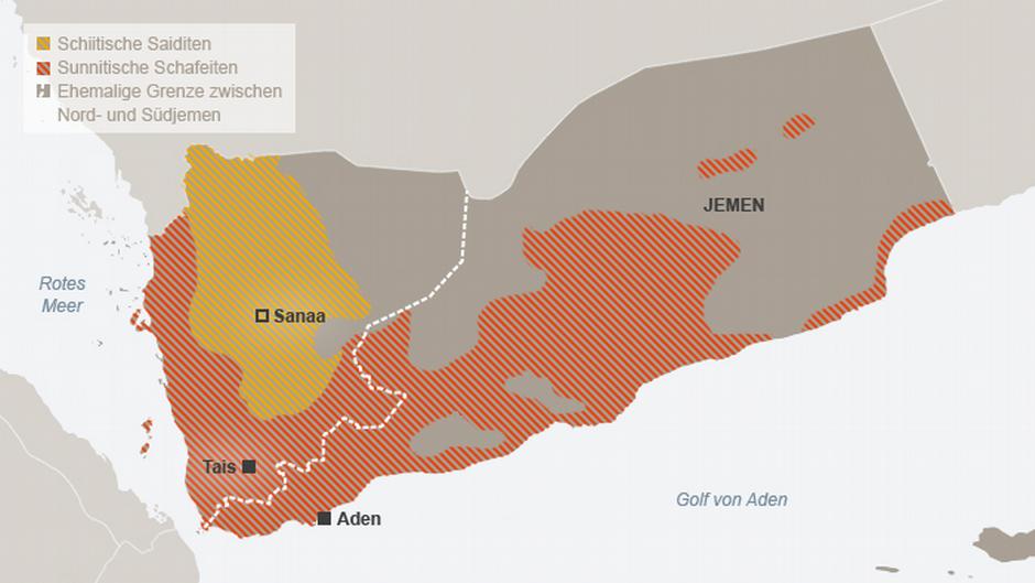 Grafik der konfessionellen Gruppen im Jemen; Quelle: DW